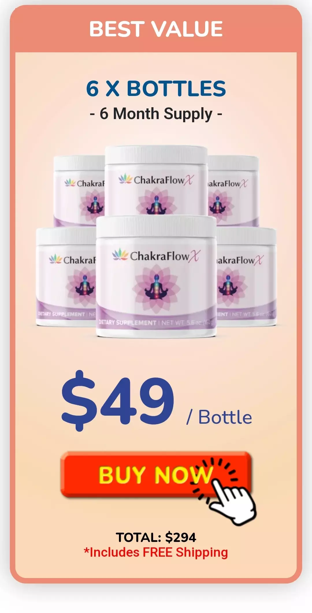 ChakraFlowX™ 6 bottles pricing